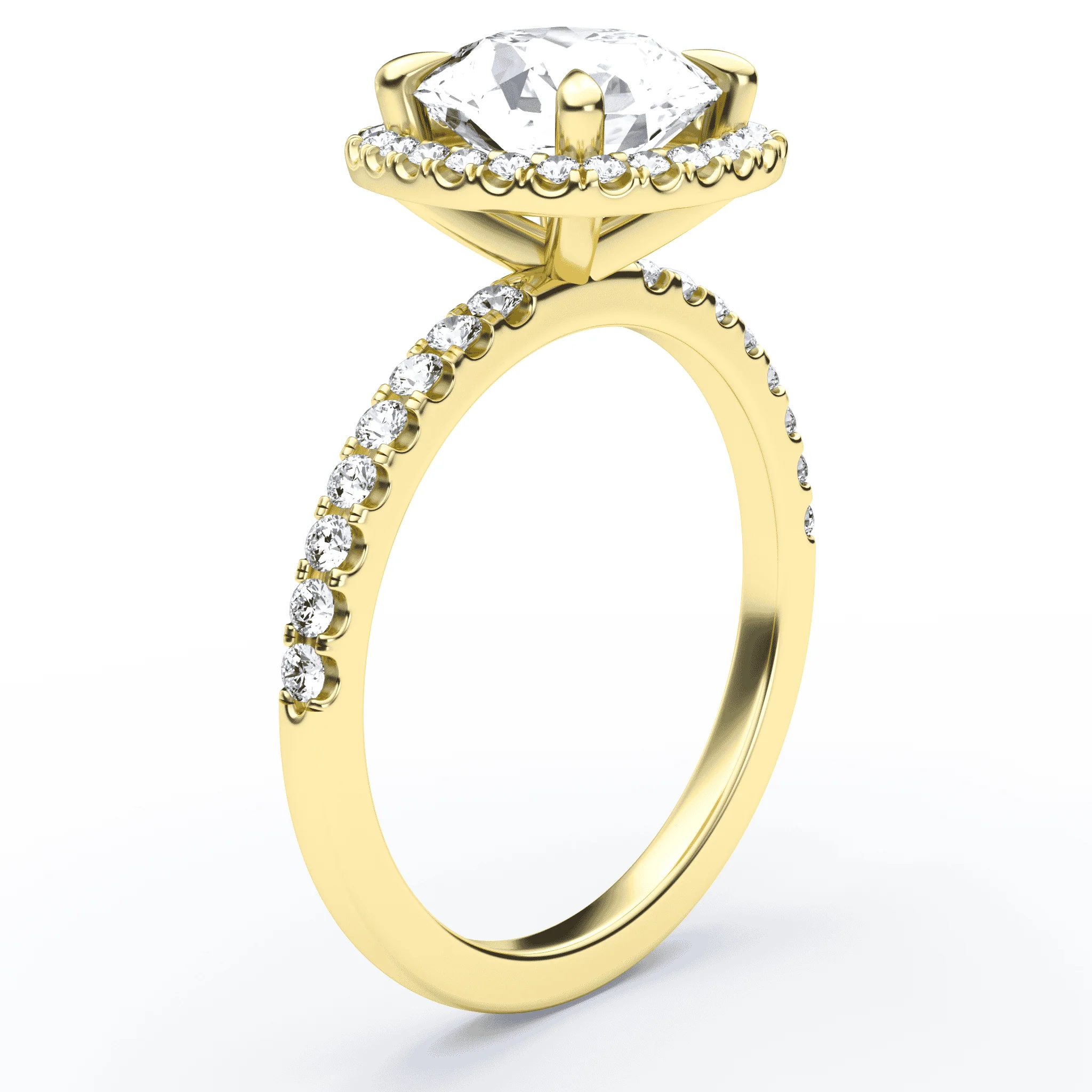Soft Square Simple Halo Pave Ring - Image 2
