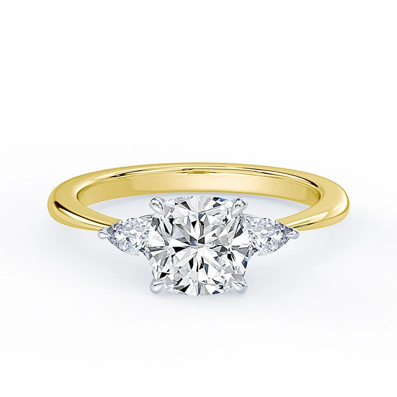 Three Stone Cushion Cut Ring