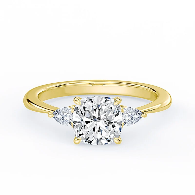 Three Stone Cushion Cut Ring