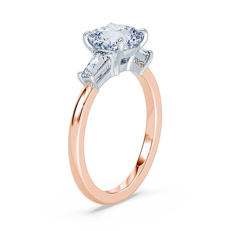 Three Stone Cushion Cut Baguette Ring - Image 2