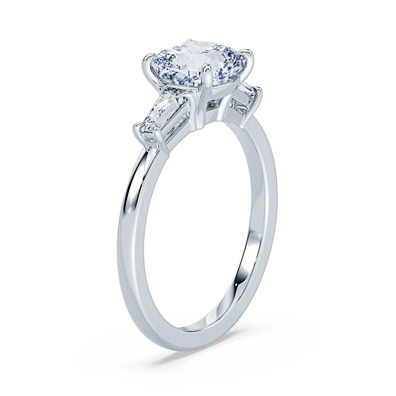 Three Stone Cushion Cut Baguette Ring - Image 2