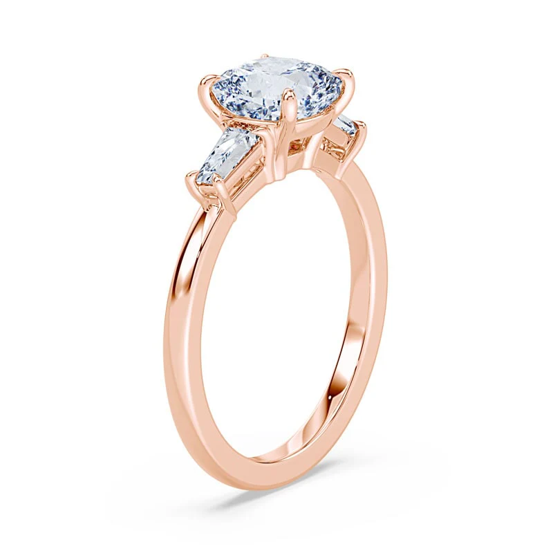 Three Stone Cushion Cut Baguette Ring - Image 2