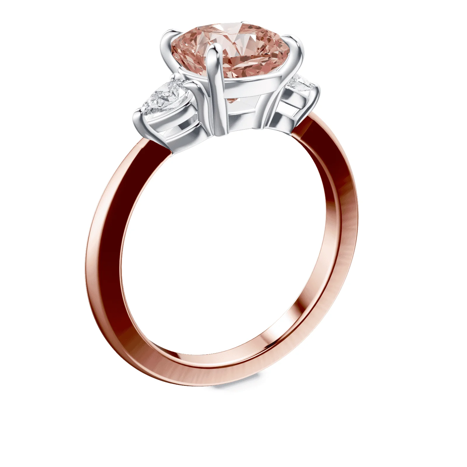 Cushion Cut Three Stone Pink Diamond Ring - Image 2