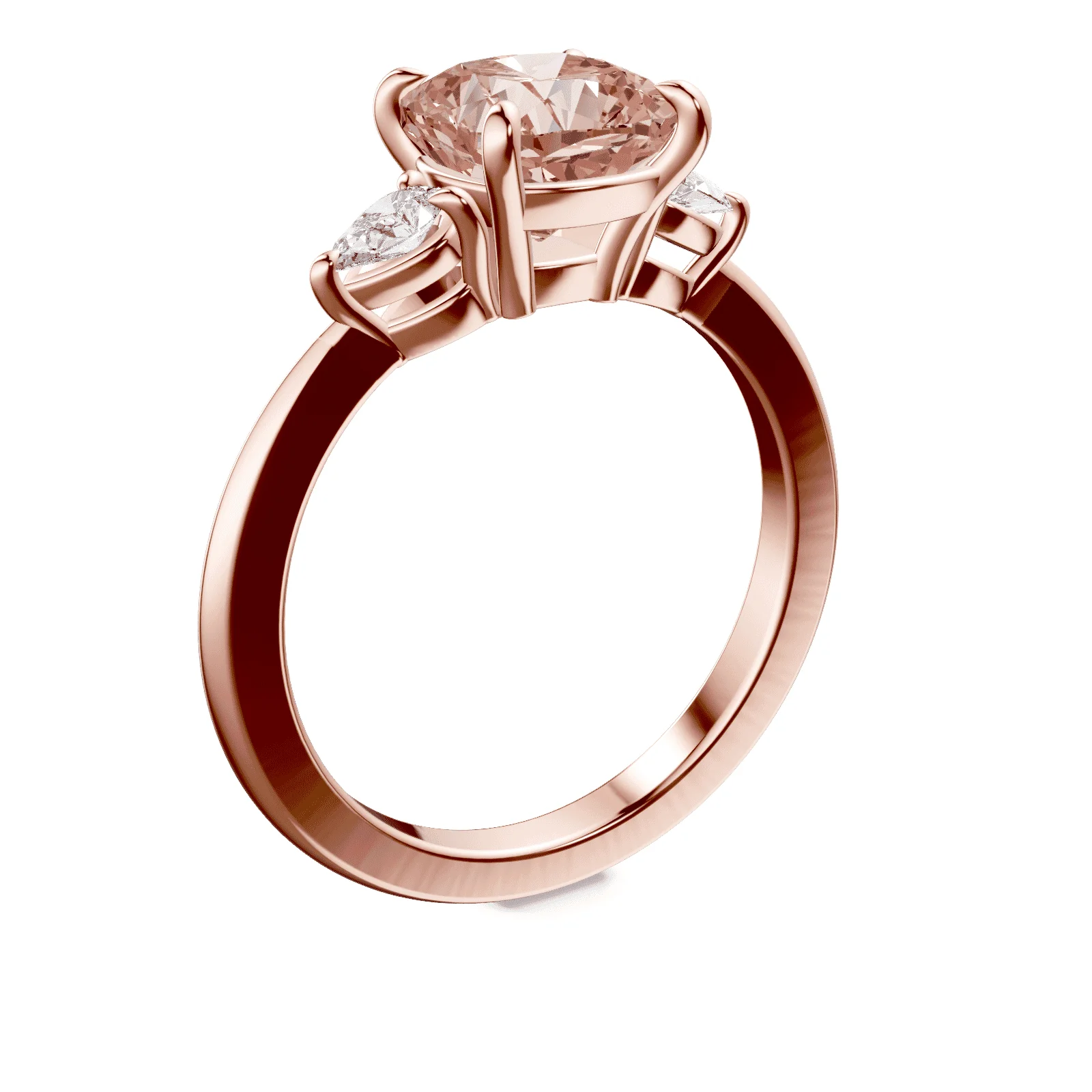 Cushion Cut Three Stone Pink Diamond Ring - Image 2