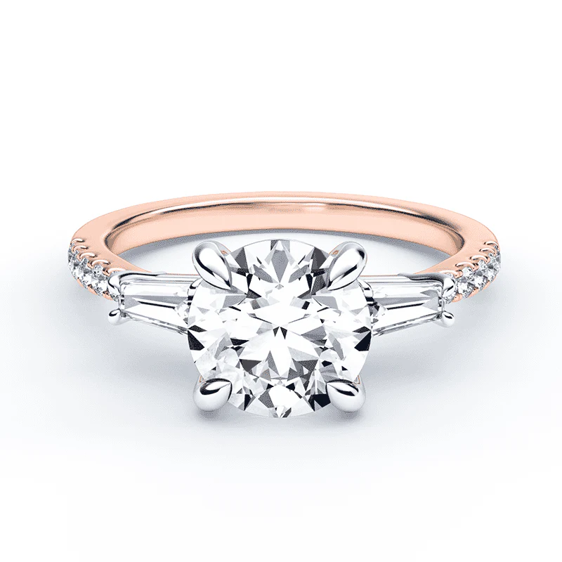 Three Stone Baguette Pave Ring