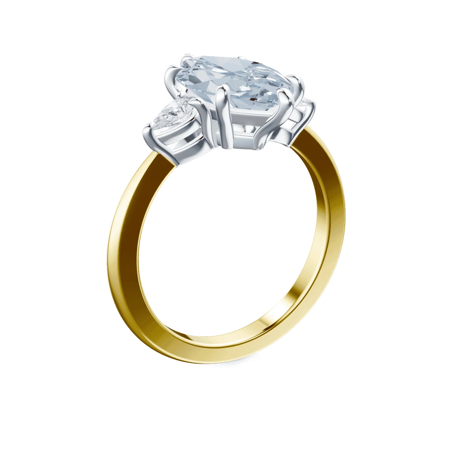 Marquise Cut Three Stone Blue Diamond Ring - Image 2