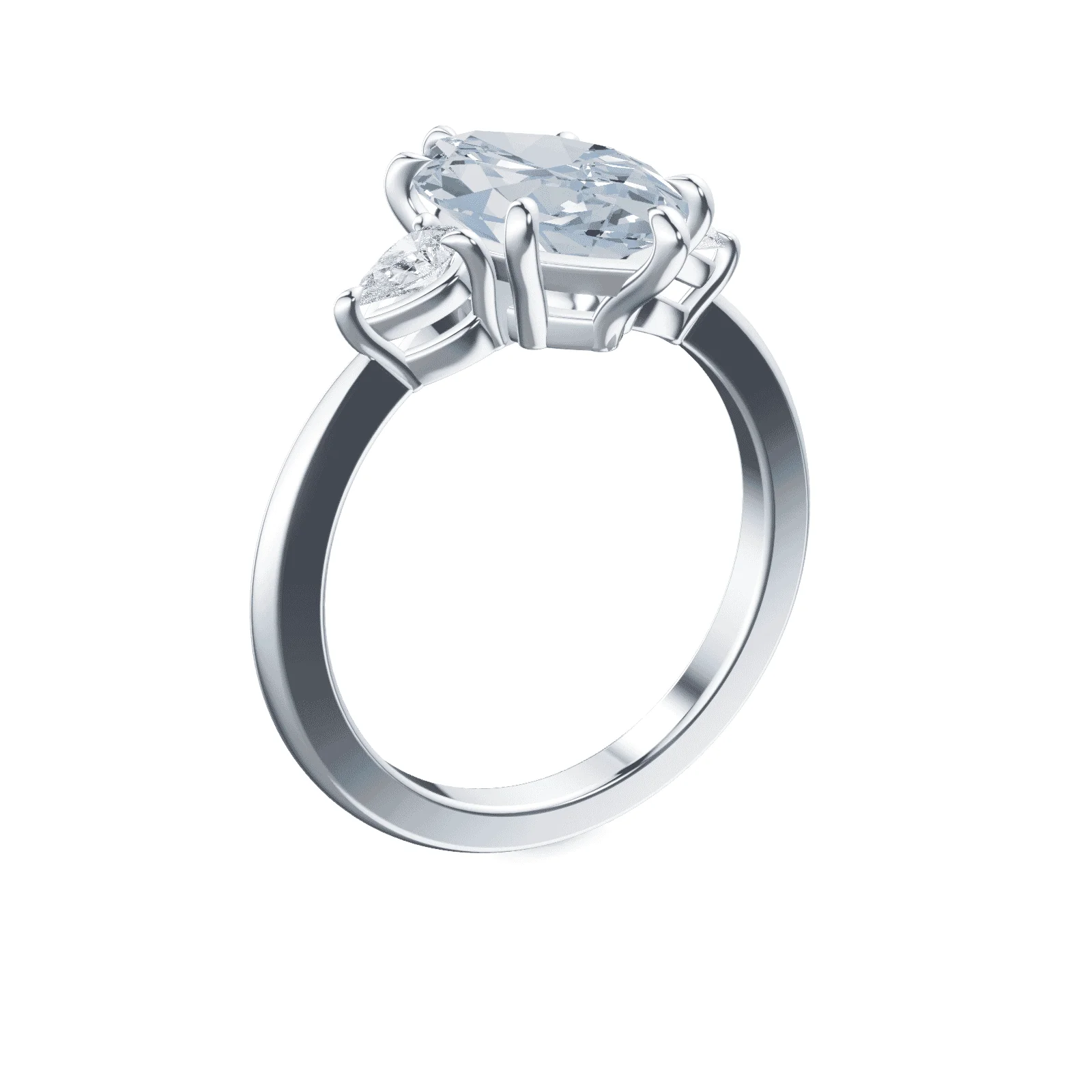 Marquise Cut Three Stone Blue Diamond Ring - Image 2