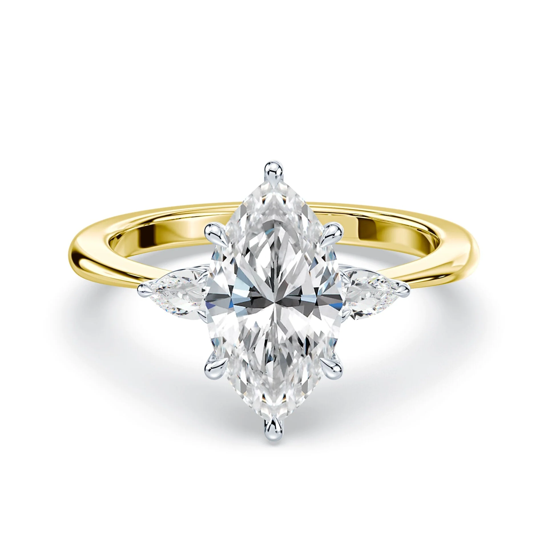 Three Stone Marquise Engagement Ring
