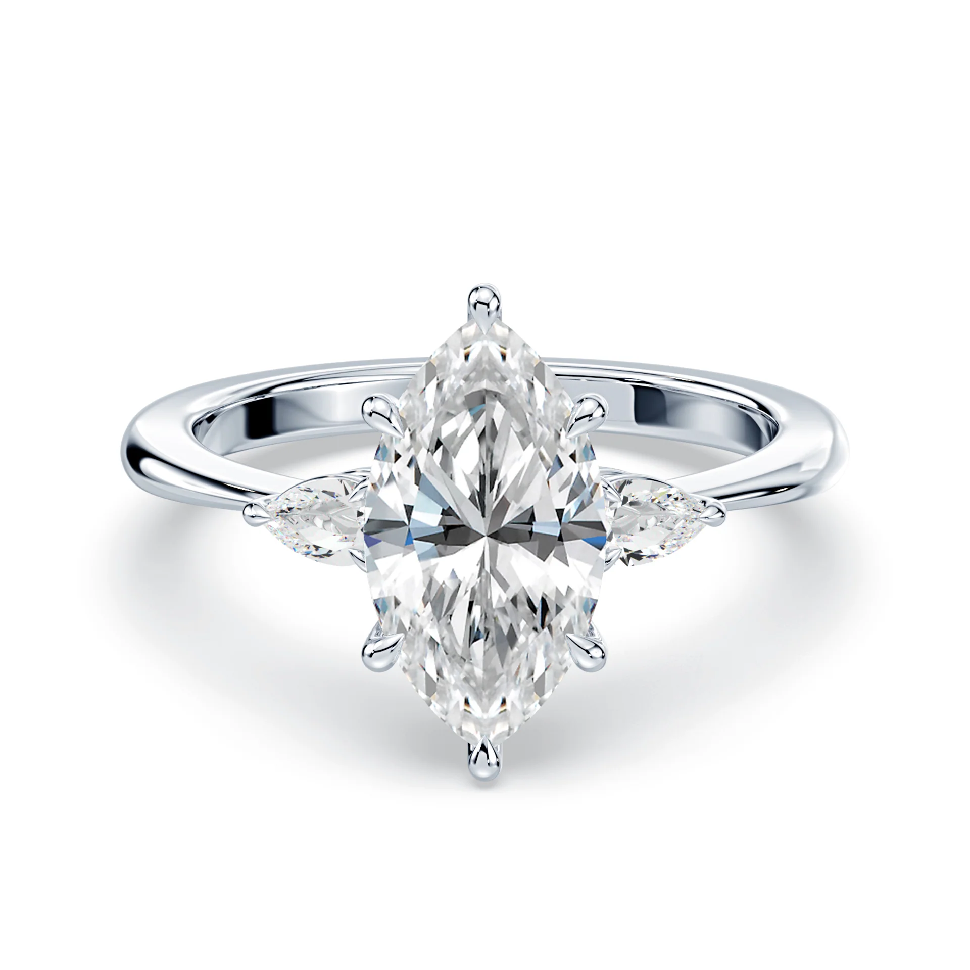Three Stone Marquise Engagement Ring