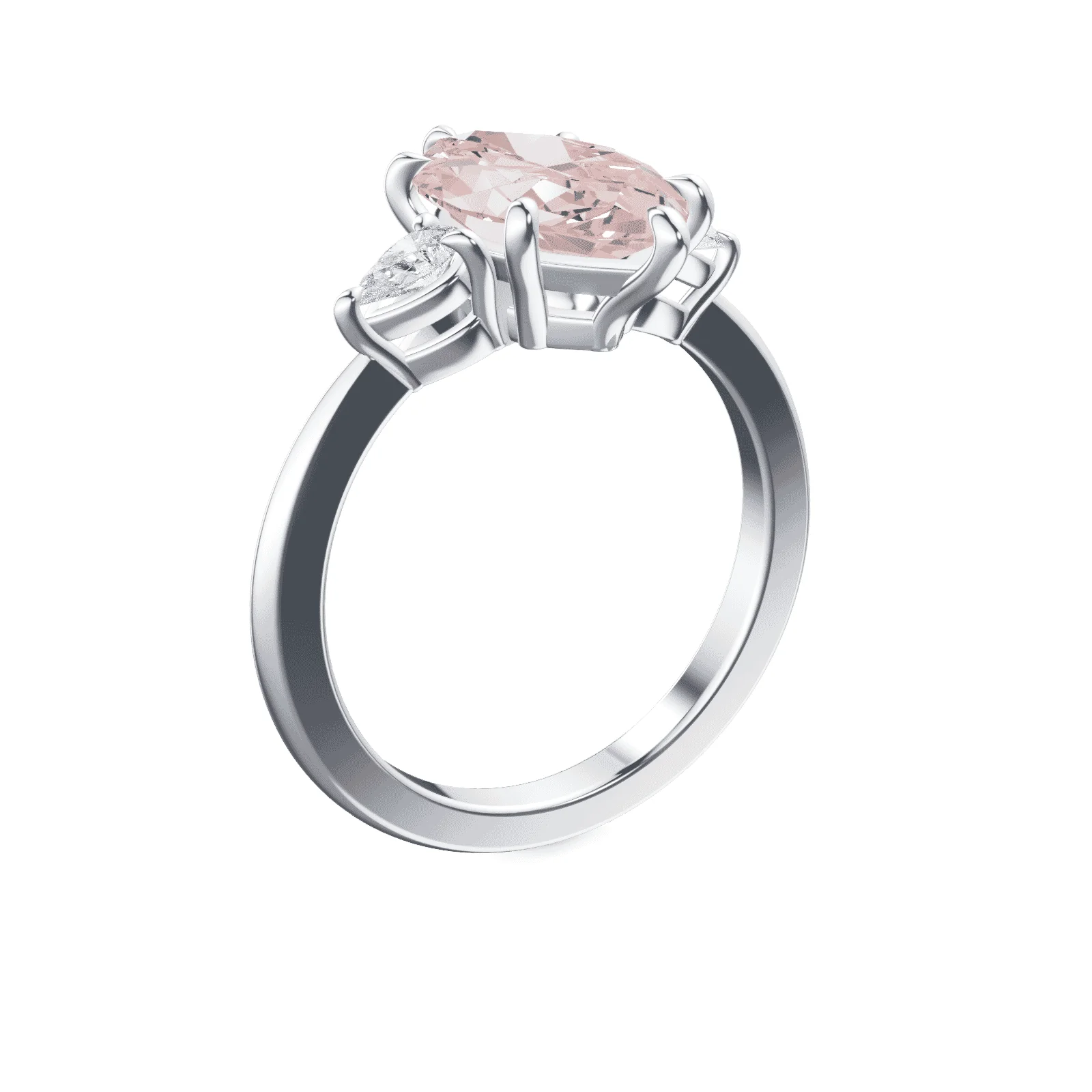 Marquise Cut Three Stone Pink Diamond Ring - Image 2