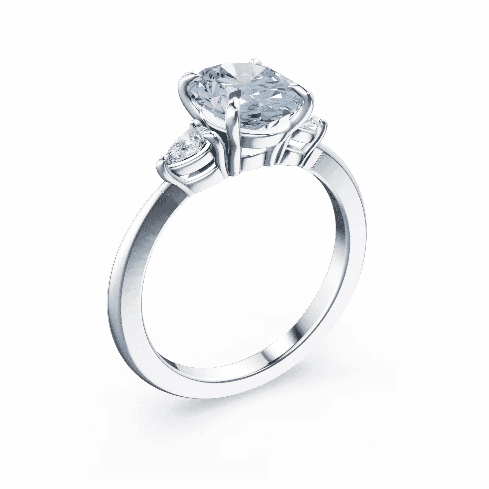Oval Three Stone Blue Diamond Ring - Image 2