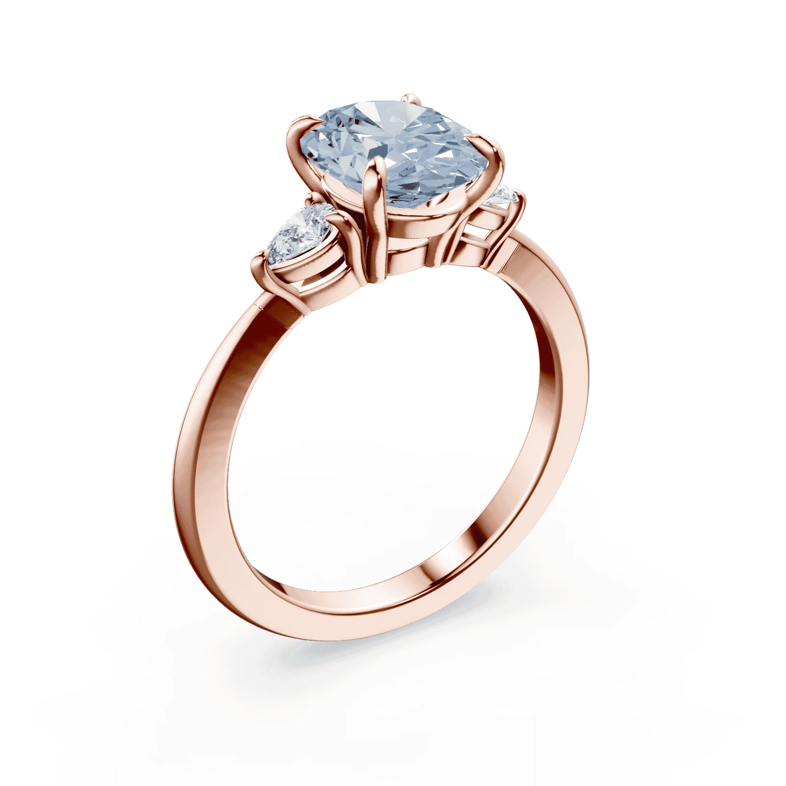 Oval Three Stone Blue Diamond Ring - Image 2