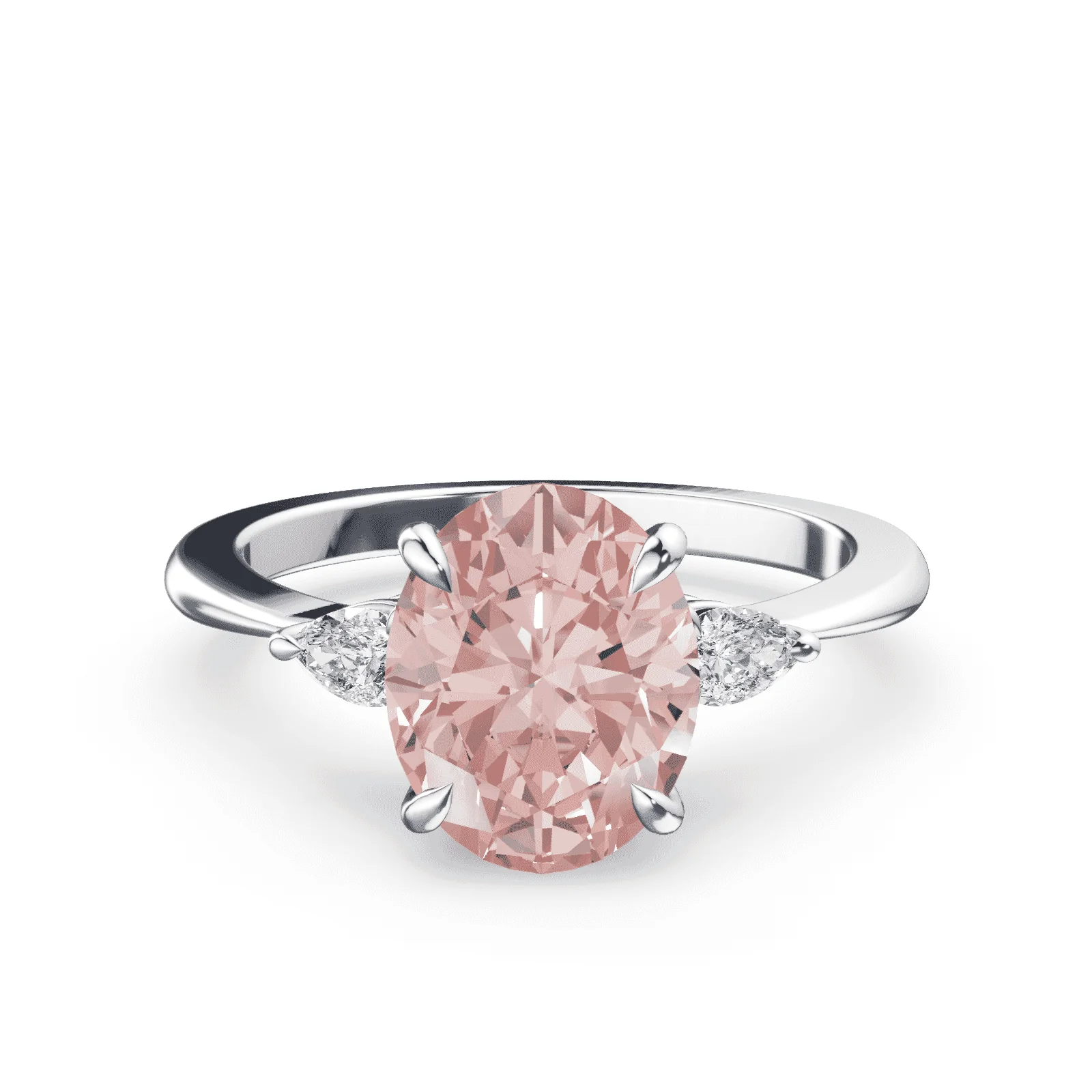 Oval Three Stone Pink Diamond Ring