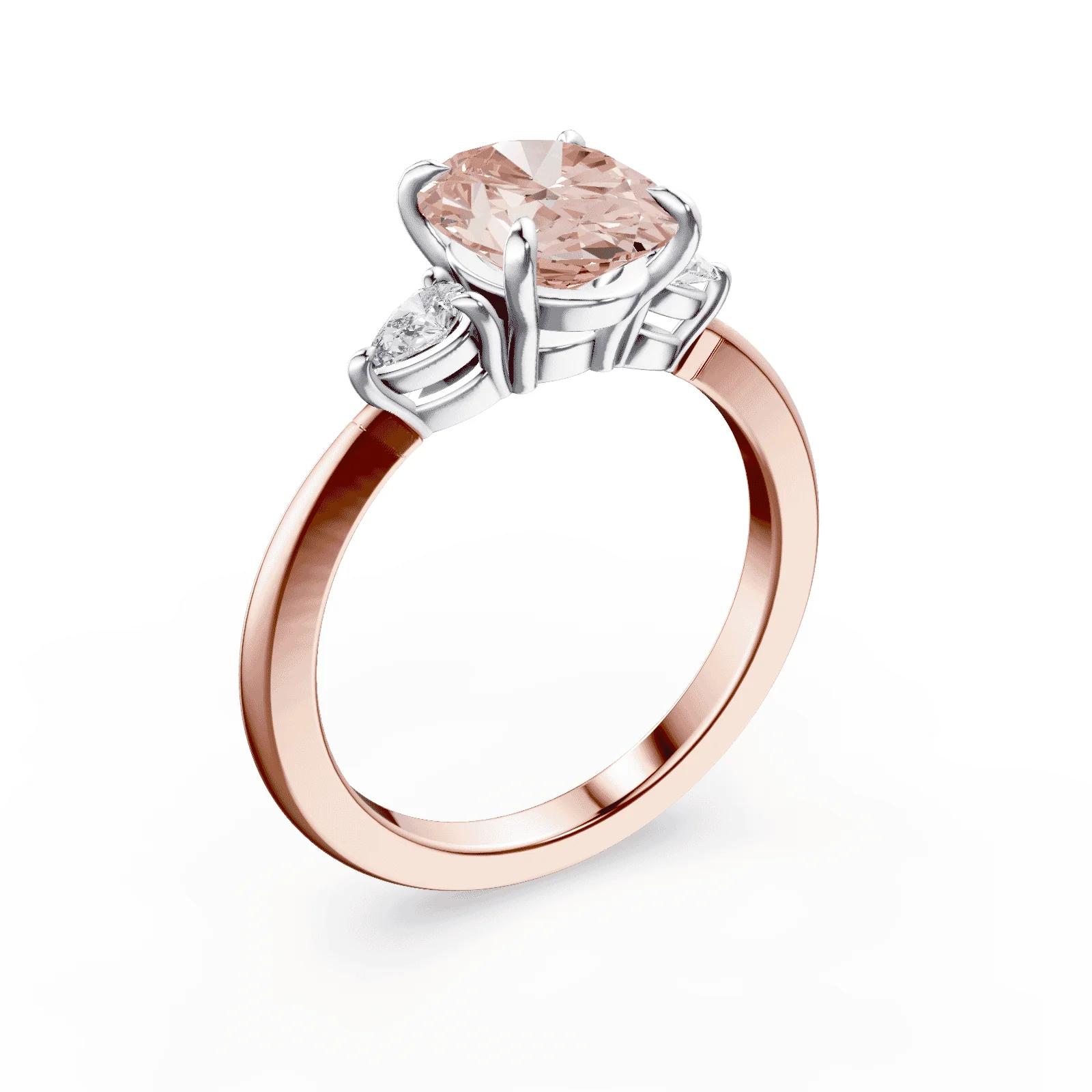 Oval Three Stone Pink Diamond Ring - Image 2
