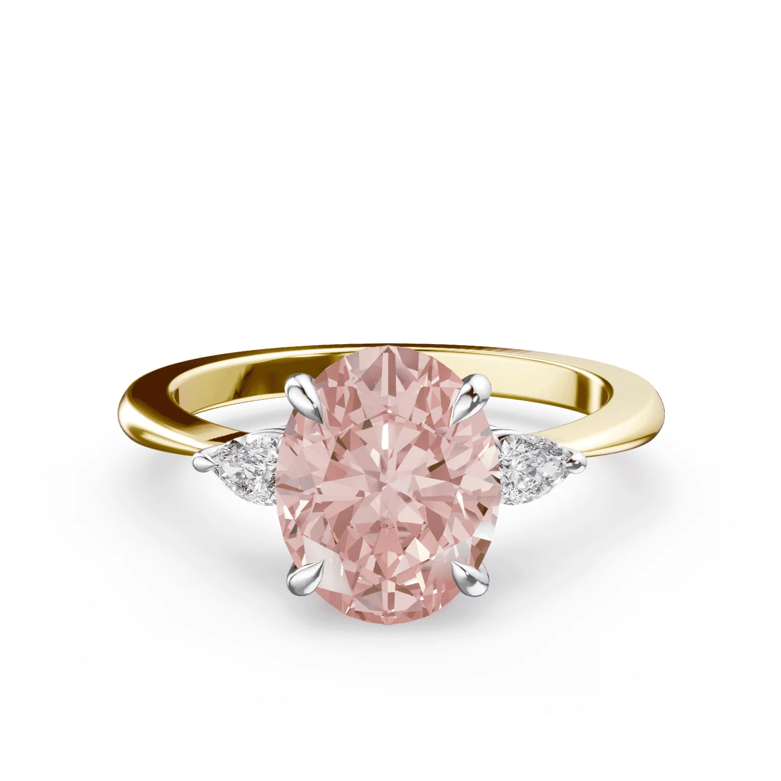 Oval Three Stone Pink Diamond Ring
