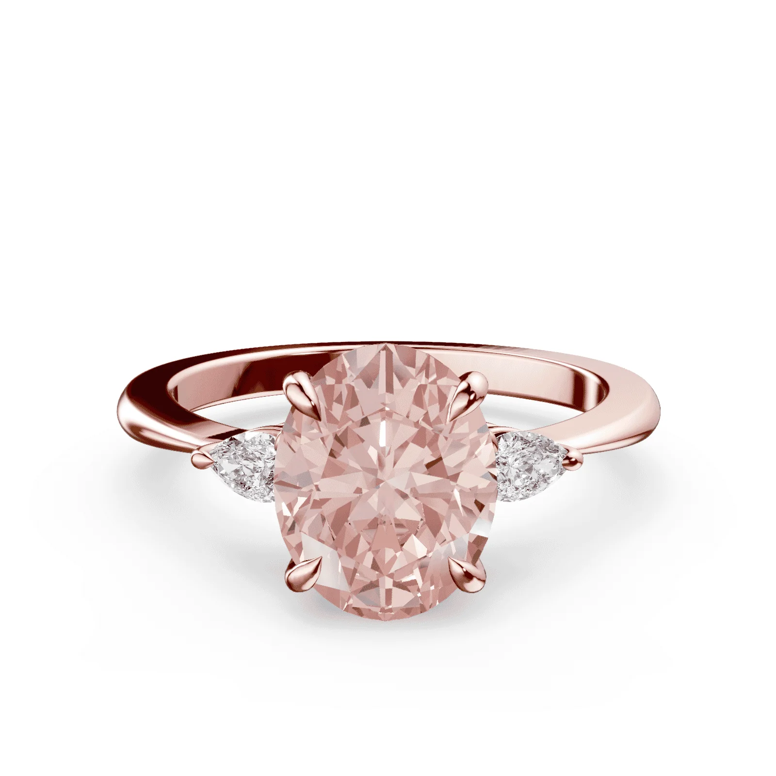 Oval Three Stone Pink Diamond Ring