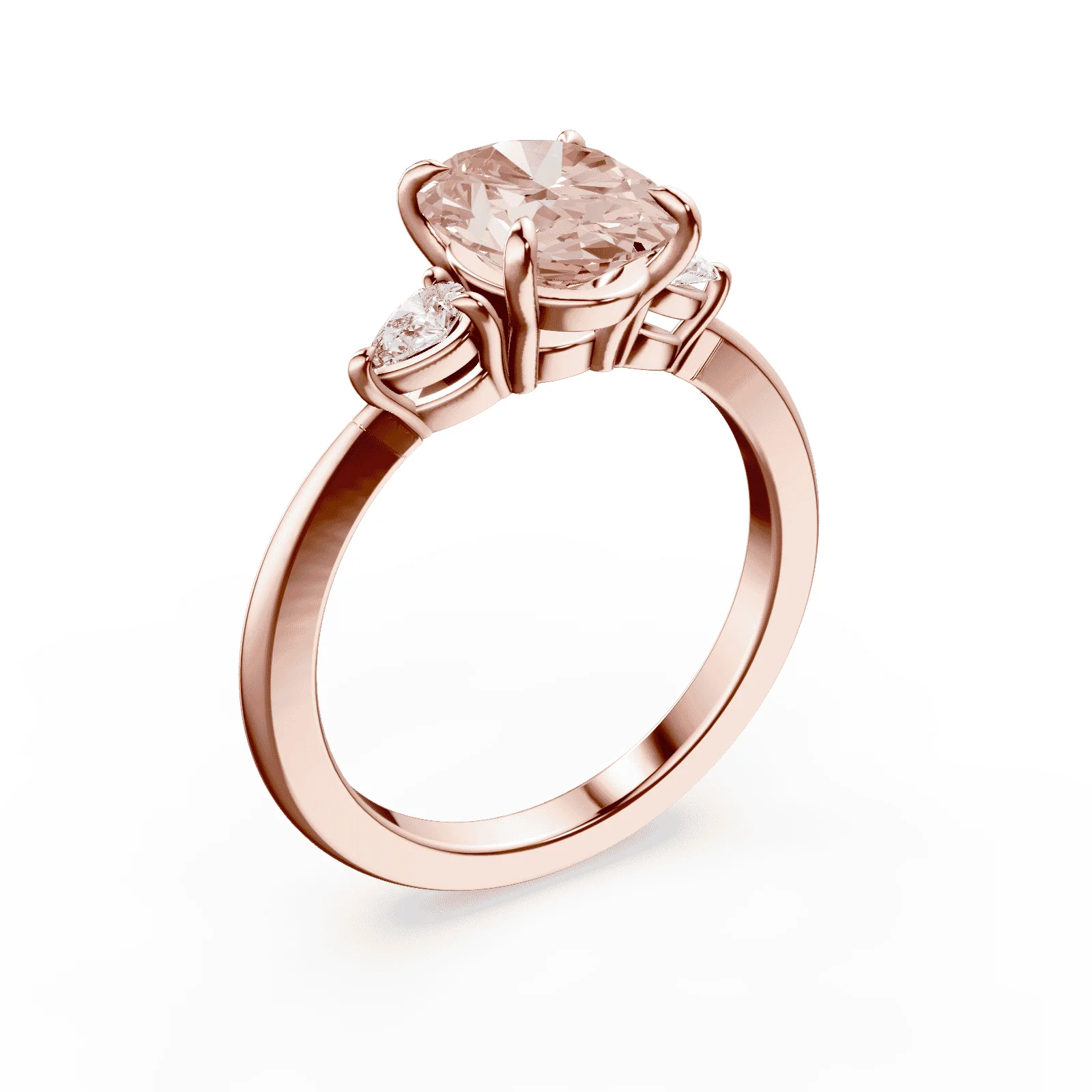 Oval Three Stone Pink Diamond Ring - Image 2
