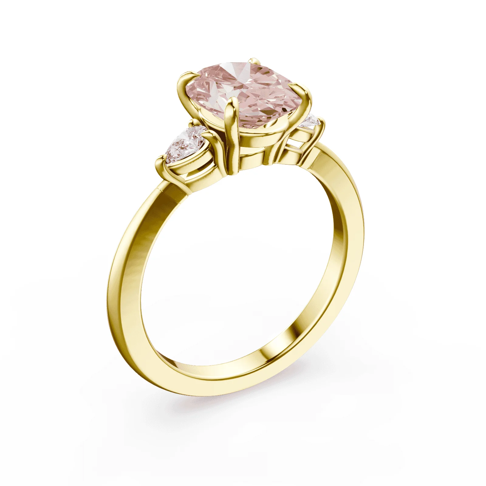 Oval Three Stone Pink Diamond Ring - Image 2