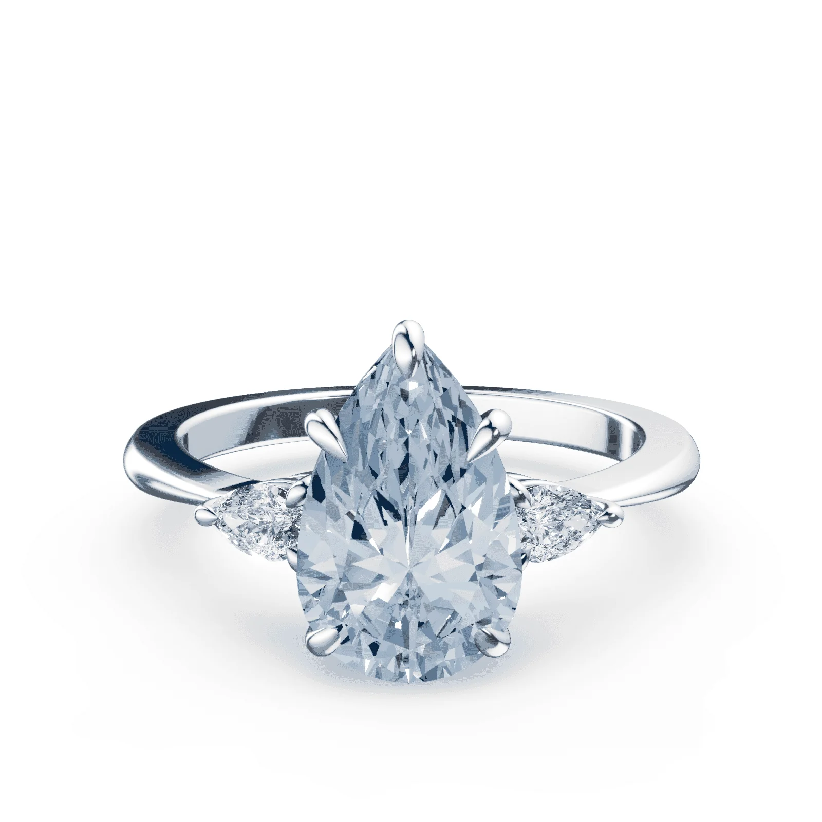 Pear Cut Three Stone Blue Diamond Ring