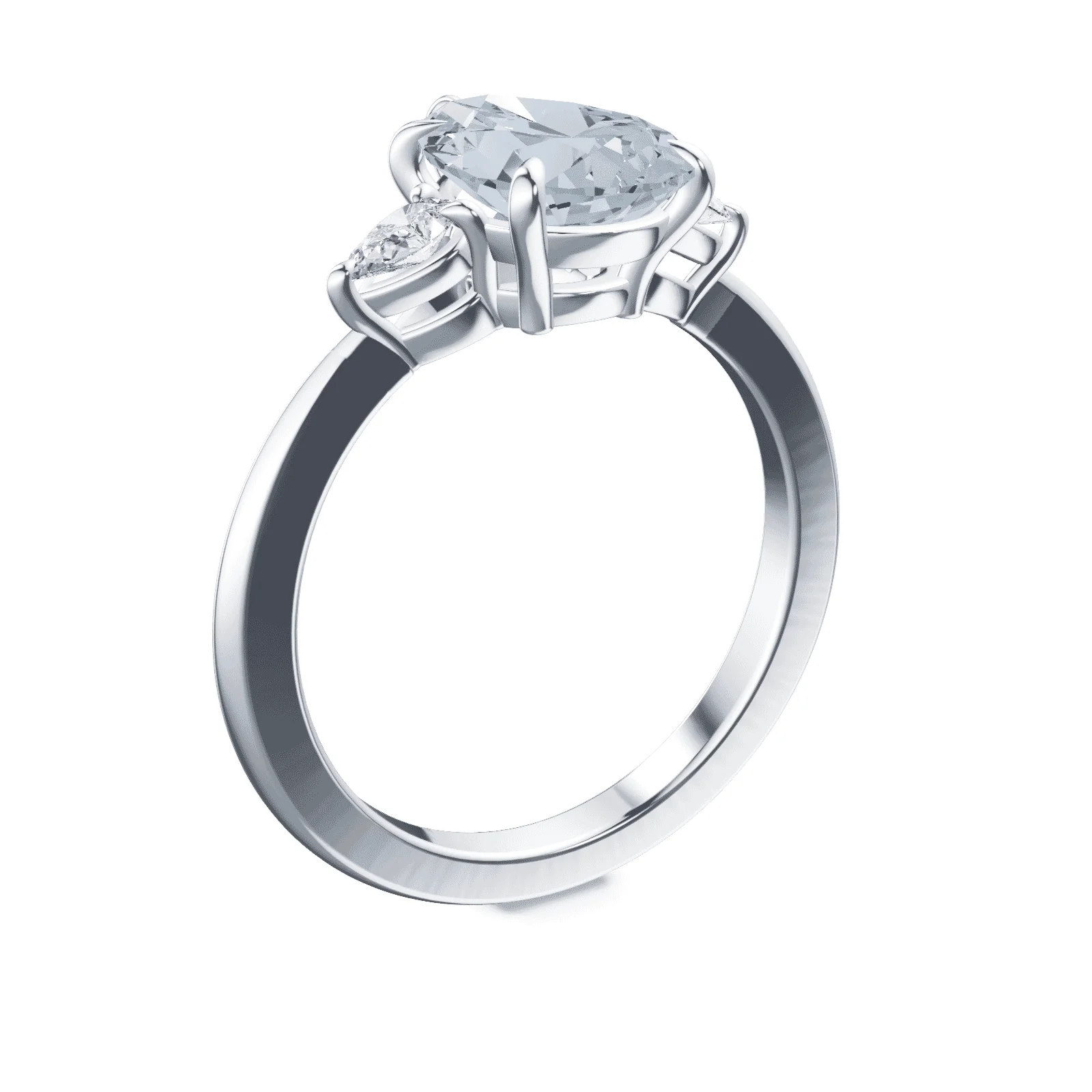 Pear Cut Three Stone Blue Diamond Ring - Image 2