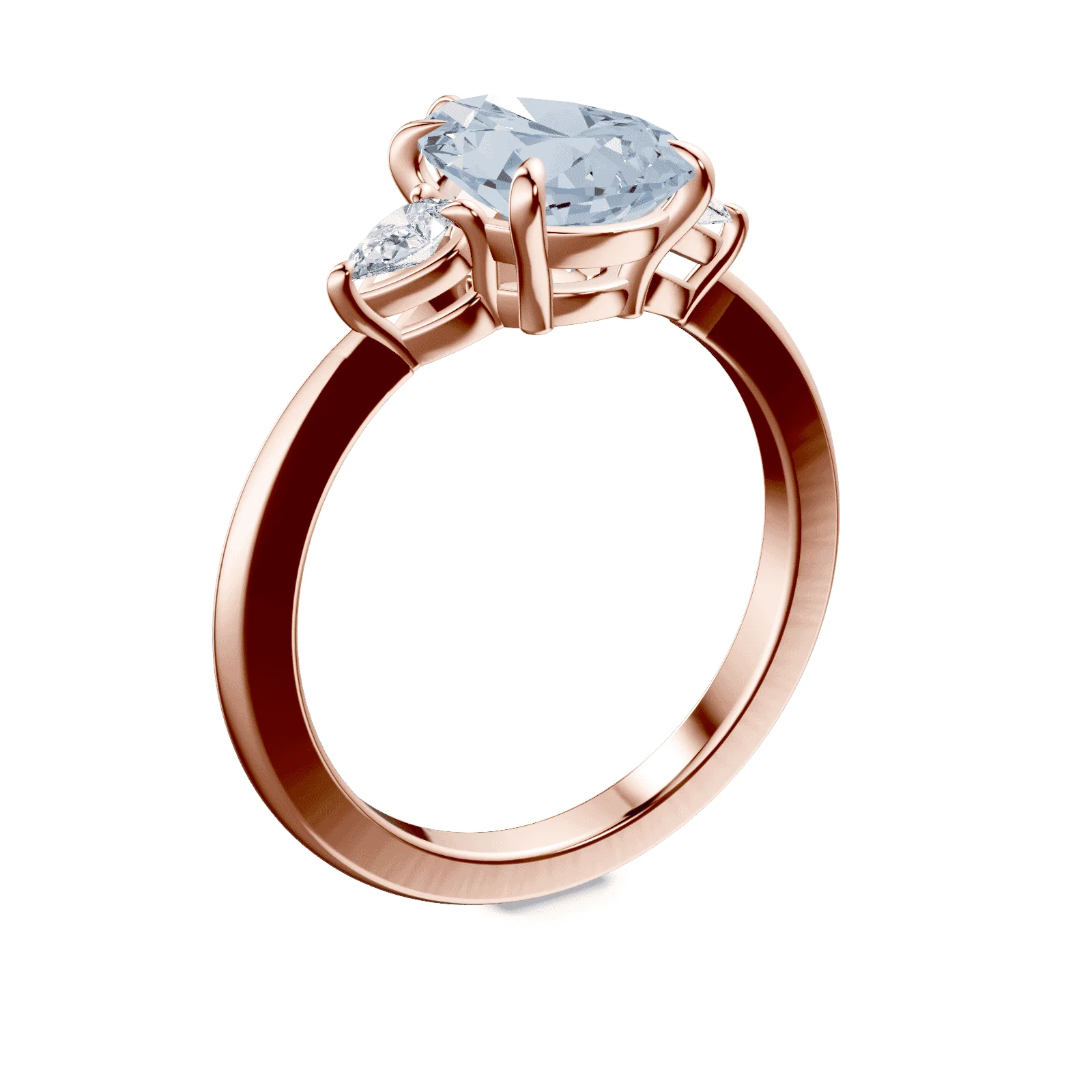 Pear Cut Three Stone Blue Diamond Ring - Image 2