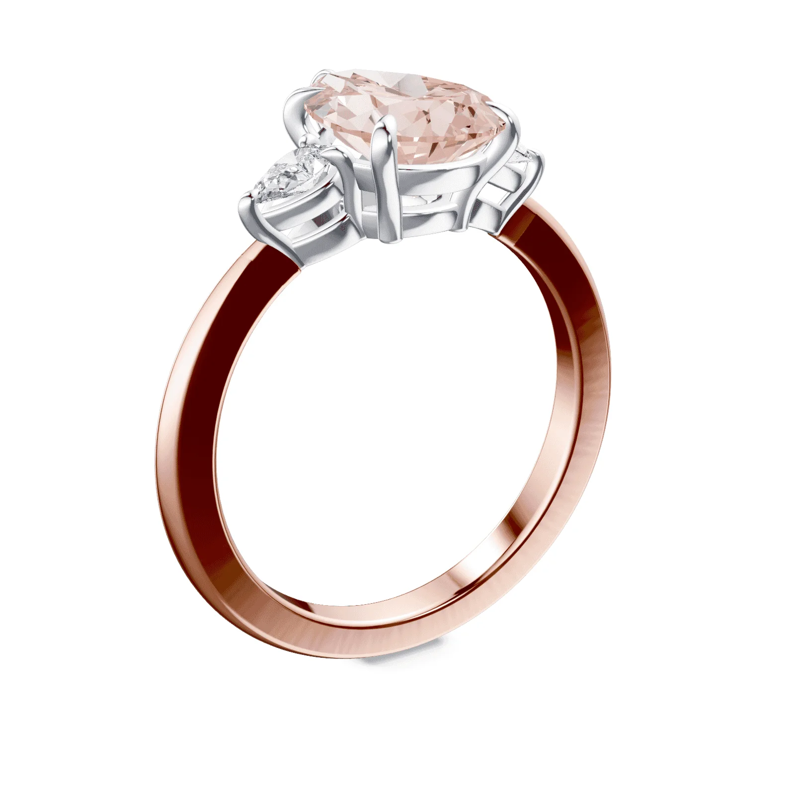Pear Cut Three Stone Pink Diamond Ring - Image 2