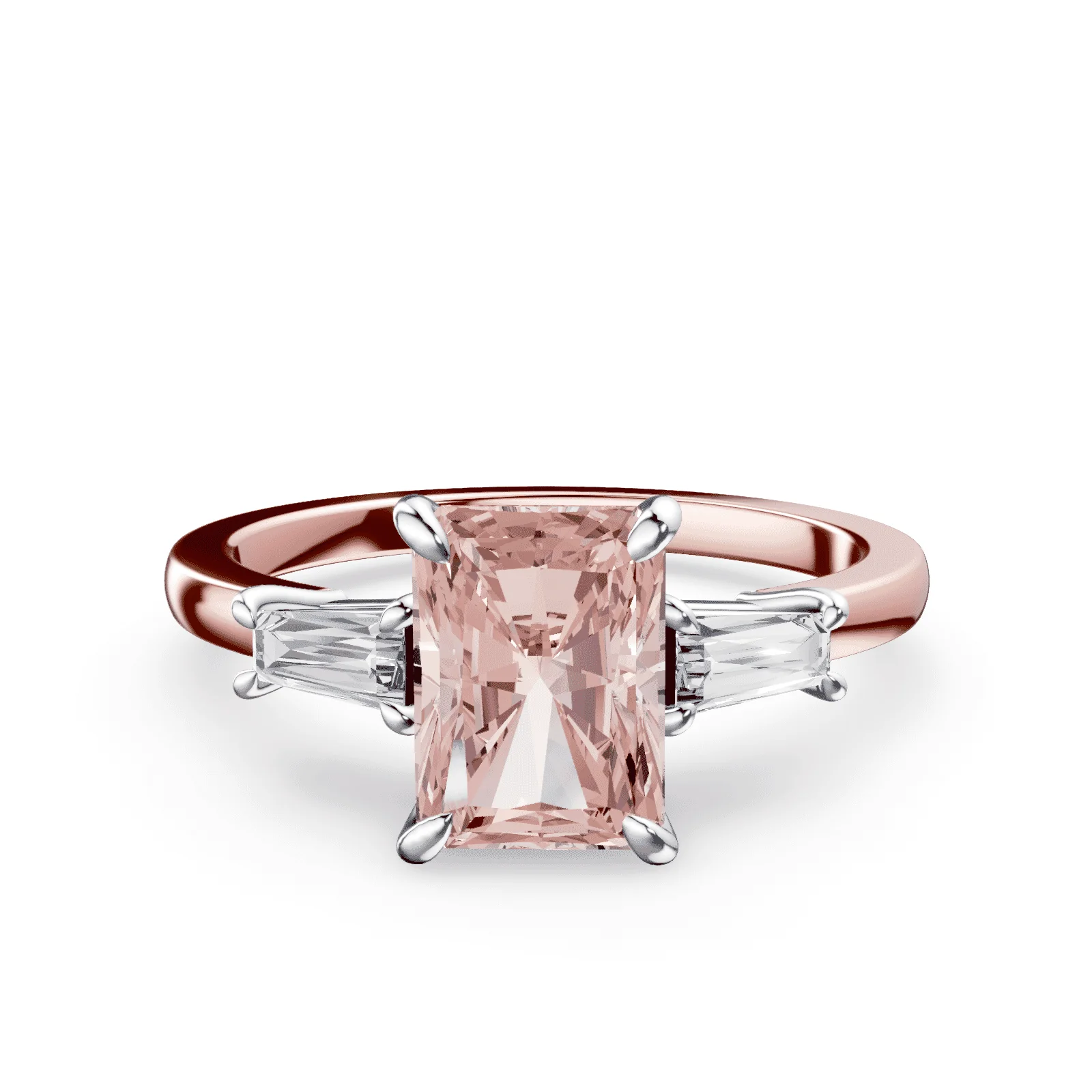 Radiant Cut Three Stone Pink Diamond Ring