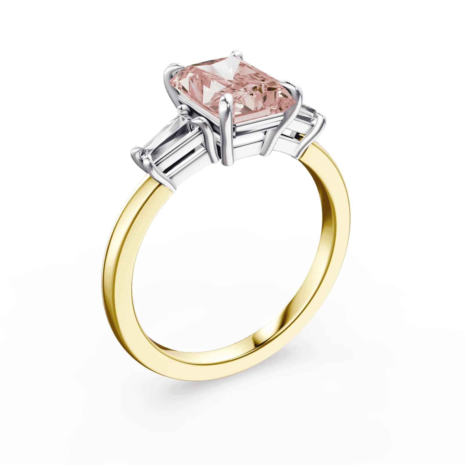 Radiant Cut Three Stone Pink Diamond Ring - Image 2