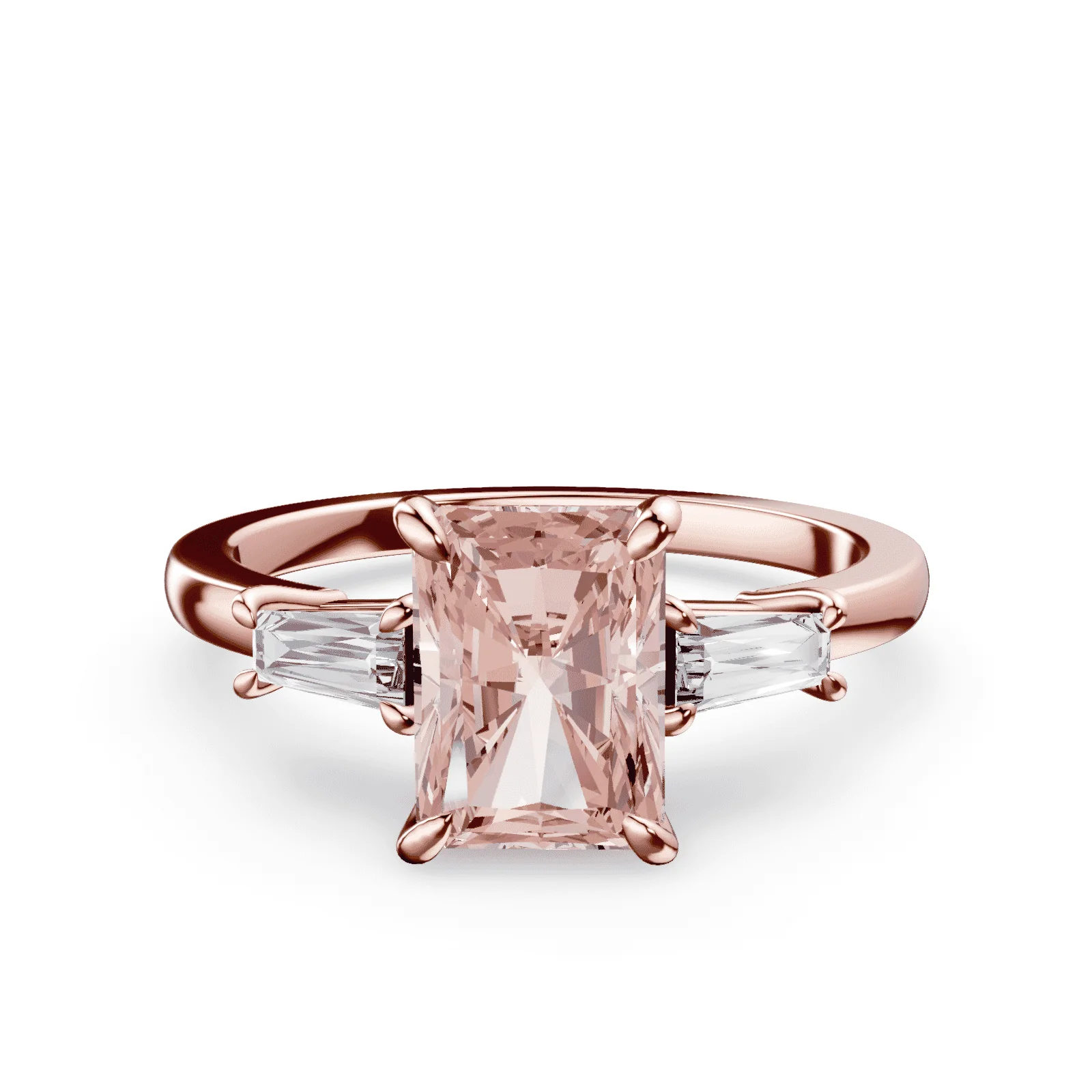 Radiant Cut Three Stone Pink Diamond Ring