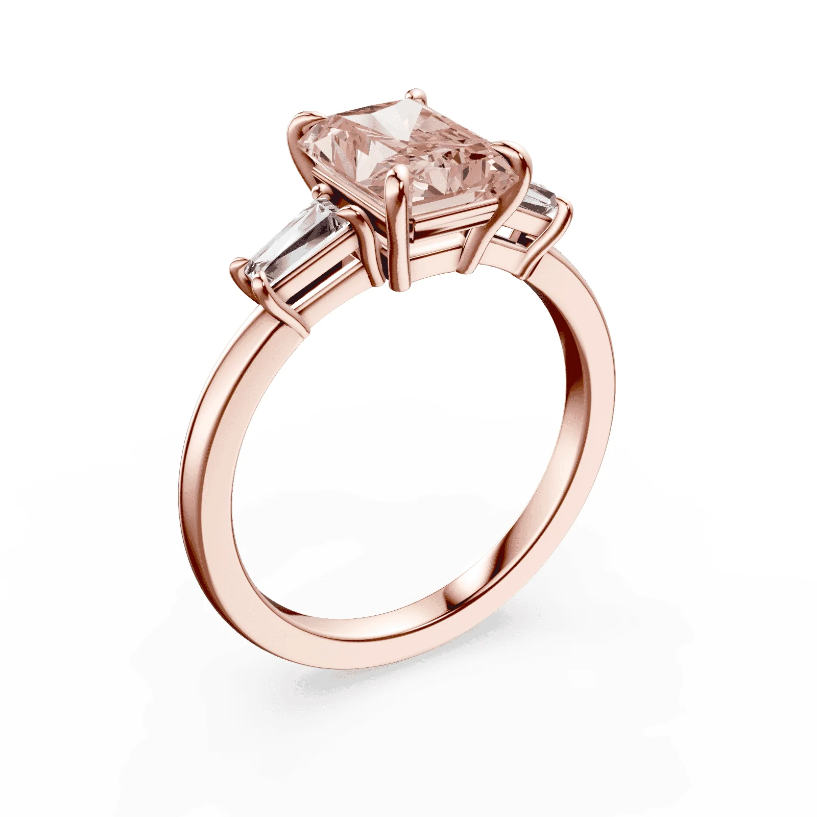 Radiant Cut Three Stone Pink Diamond Ring - Image 2