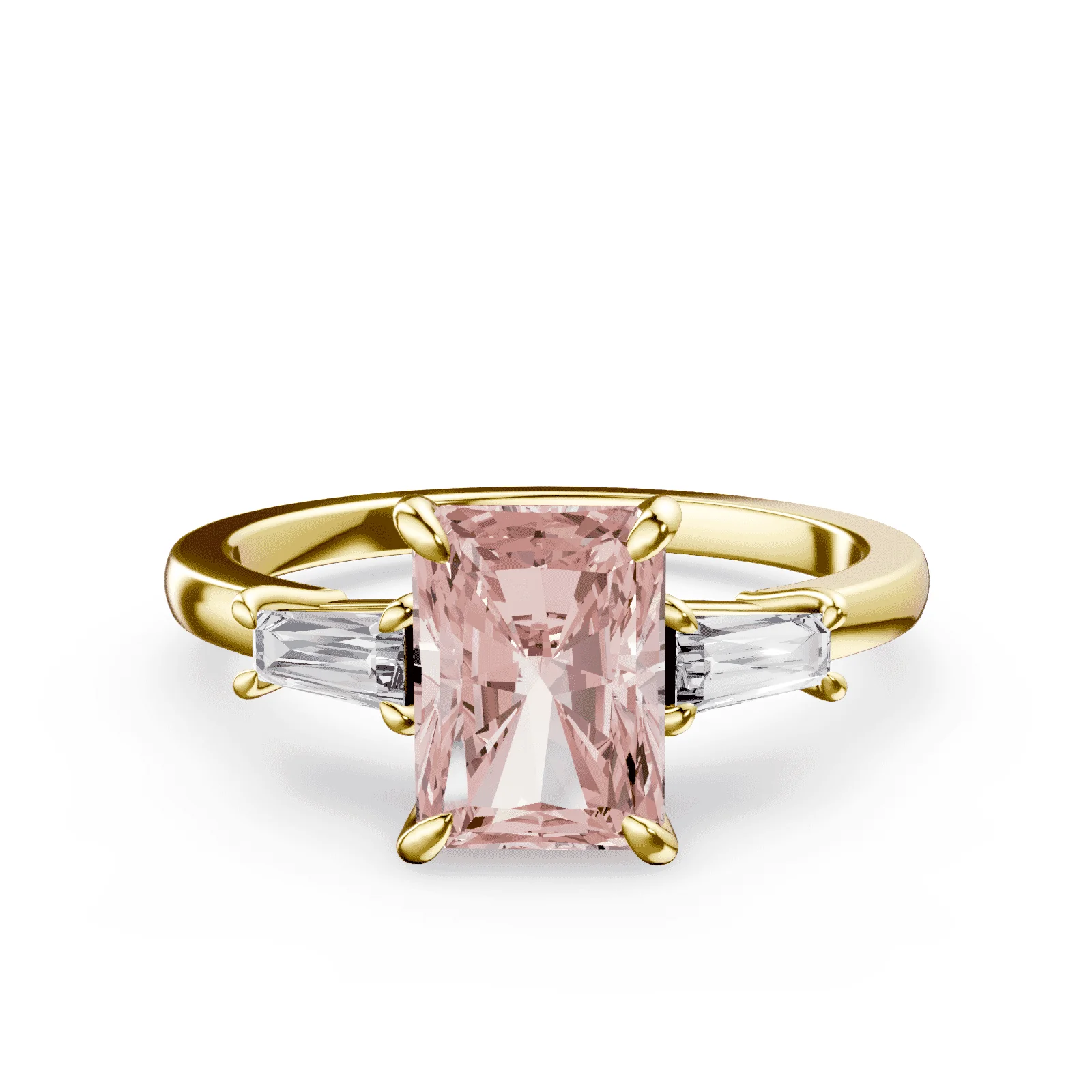 Radiant Cut Three Stone Pink Diamond Ring