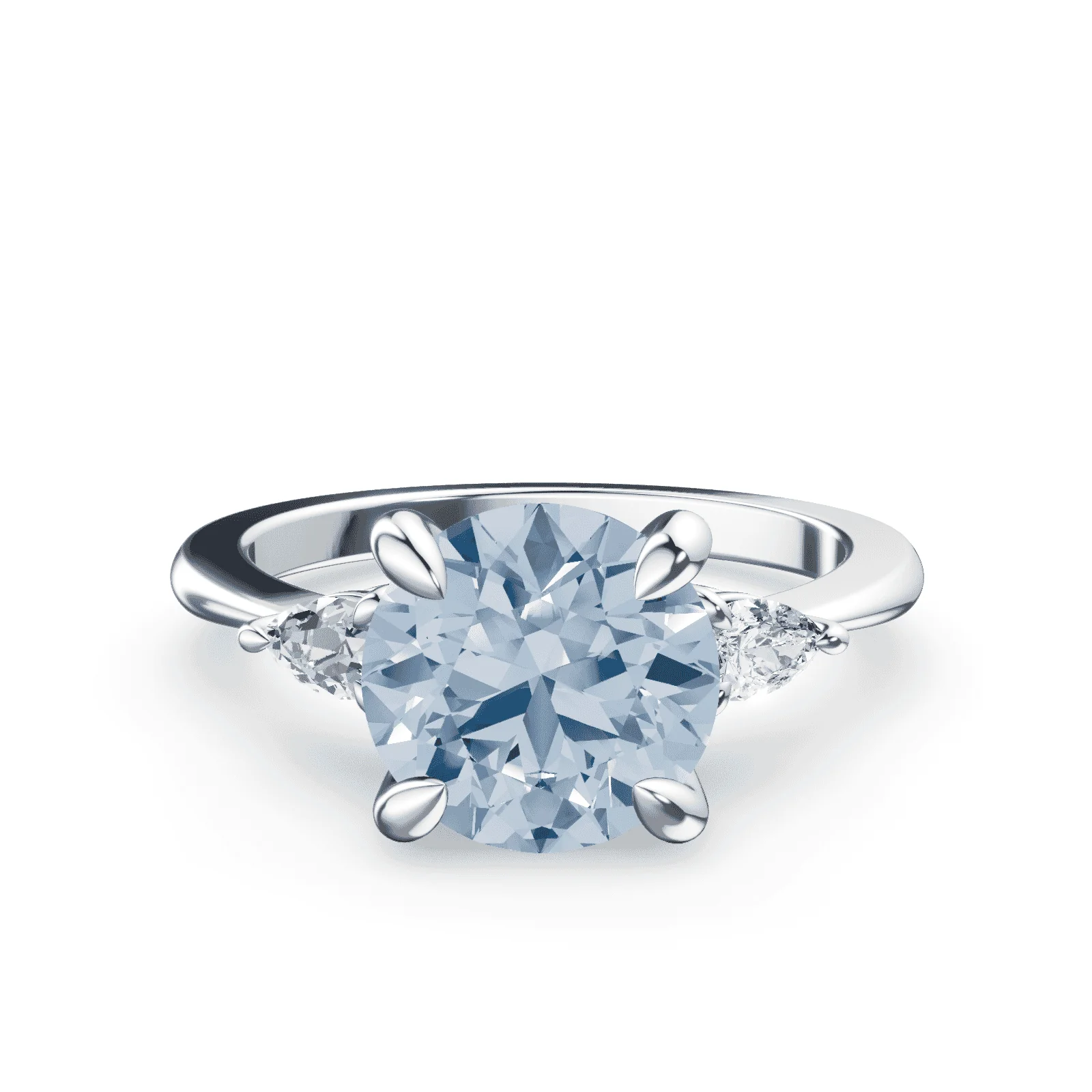 Three Stone Blue Diamond Ring
