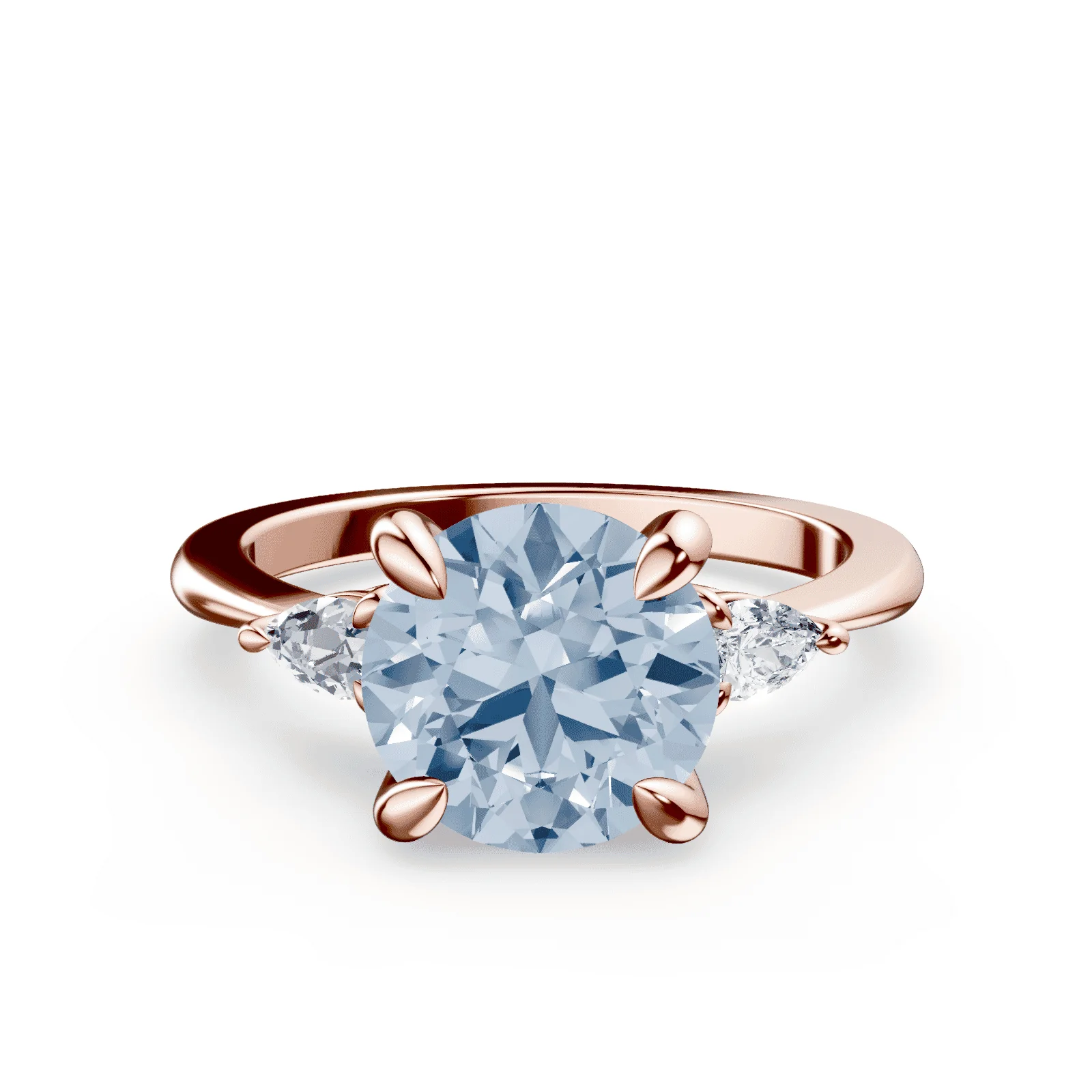 Three Stone Blue Diamond Ring