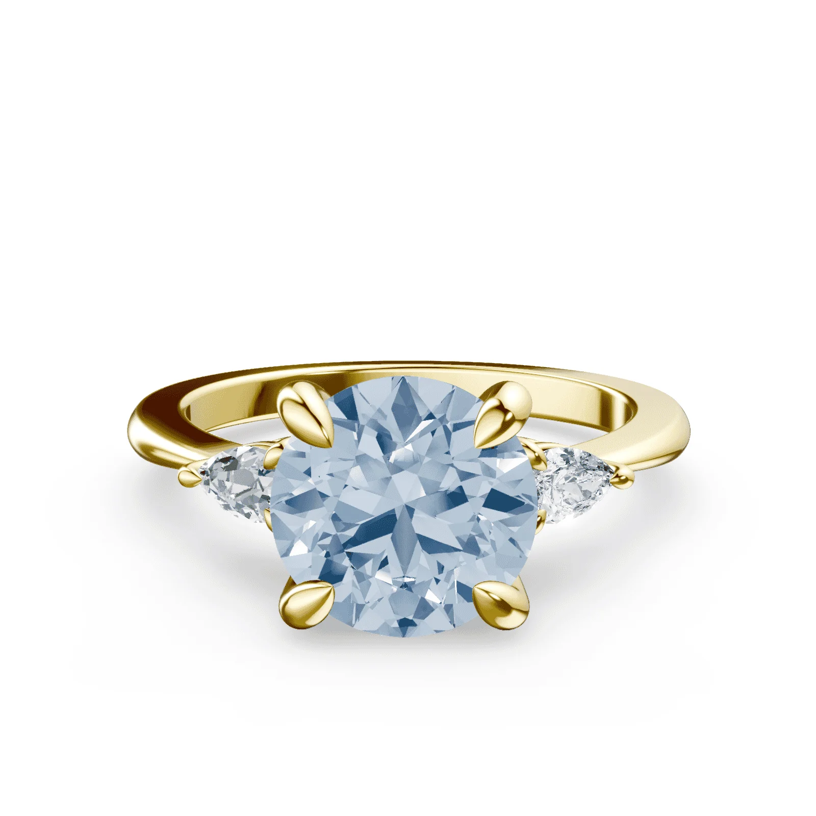 Three Stone Blue Diamond Ring