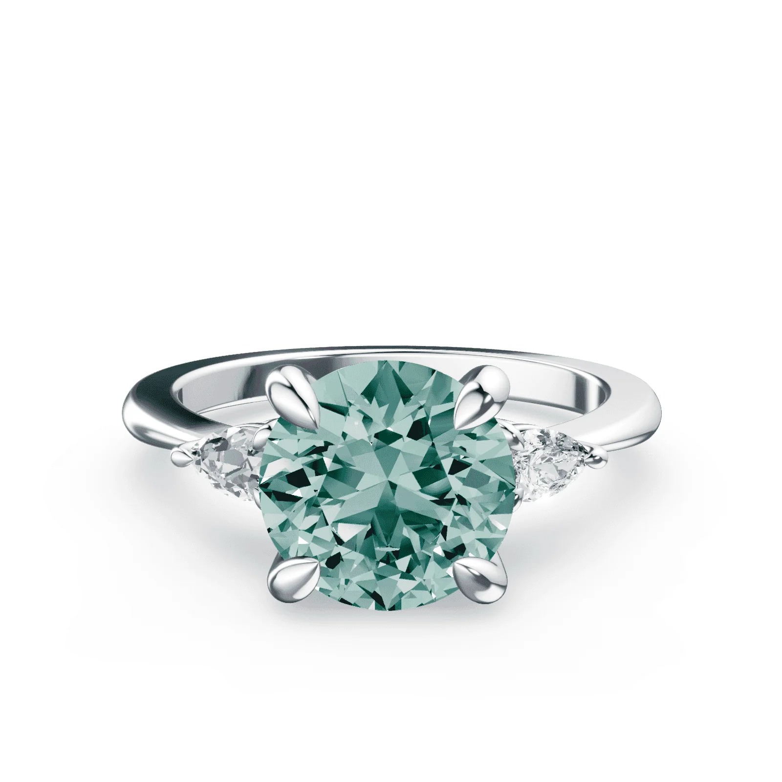 Three Stone Green Diamond Ring