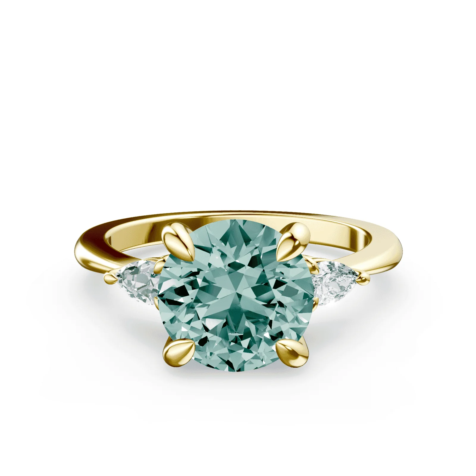 Three Stone Green Diamond Ring