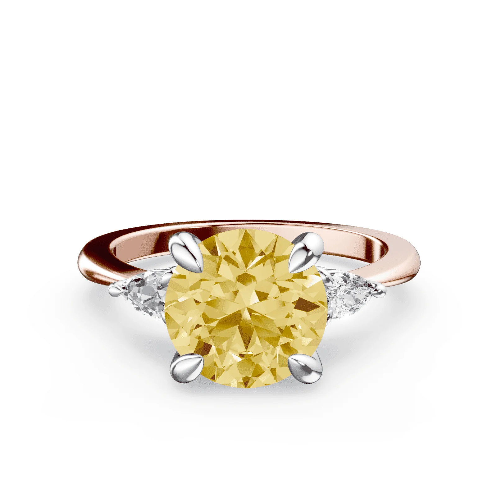 Three Stone Yellow Diamond Ring