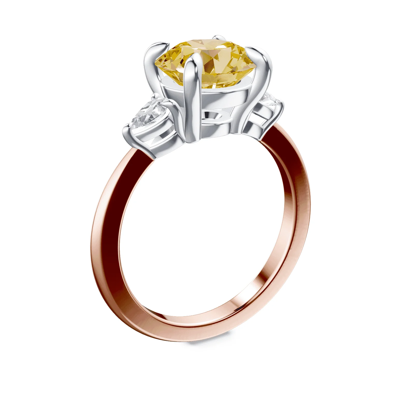 Three Stone Yellow Diamond Ring - Image 2