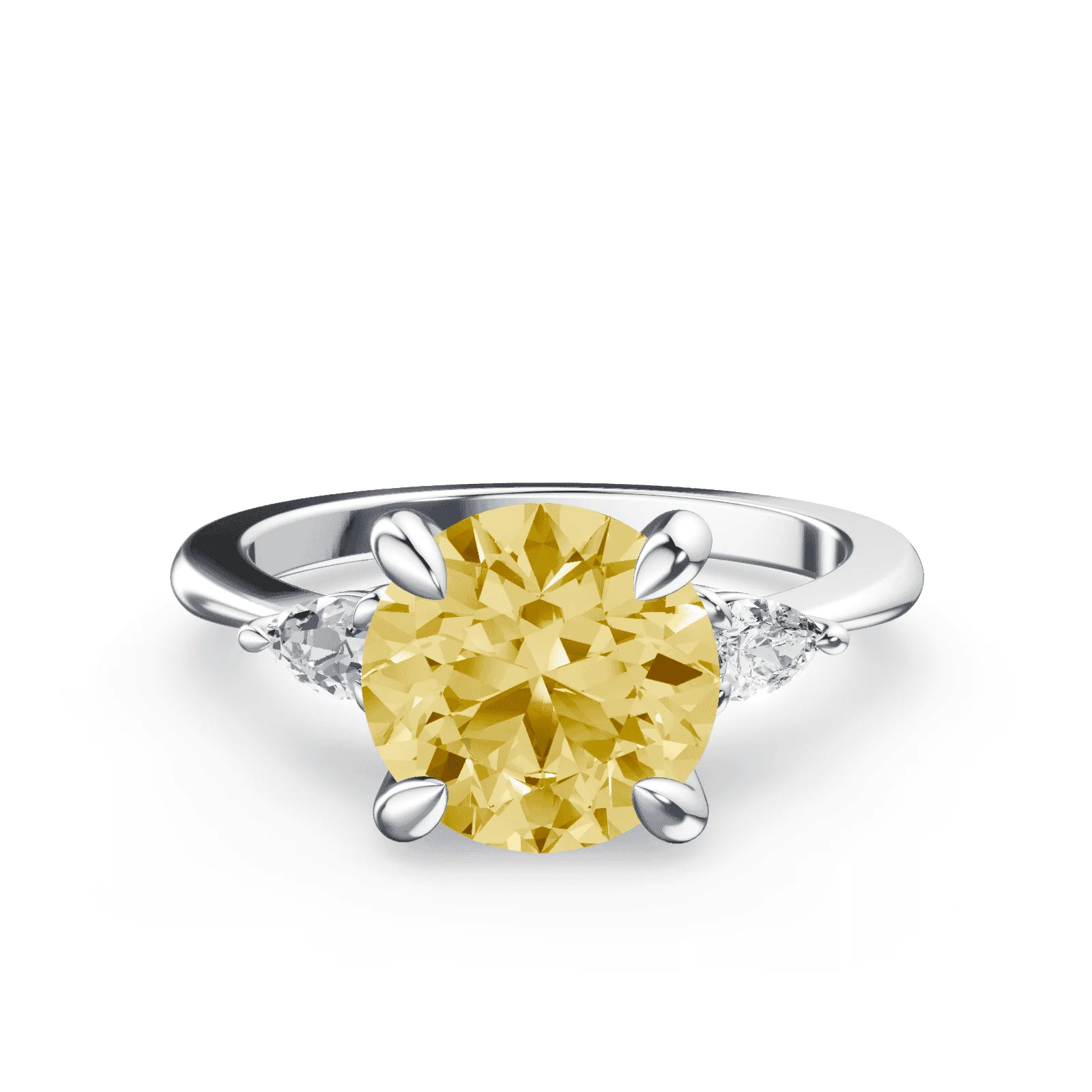 Three Stone Yellow Diamond Ring