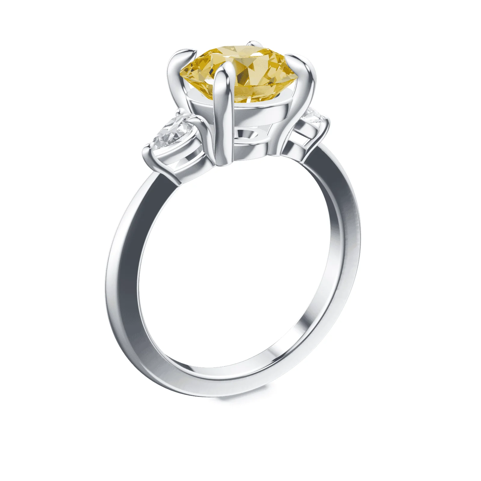 Three Stone Yellow Diamond Ring - Image 2