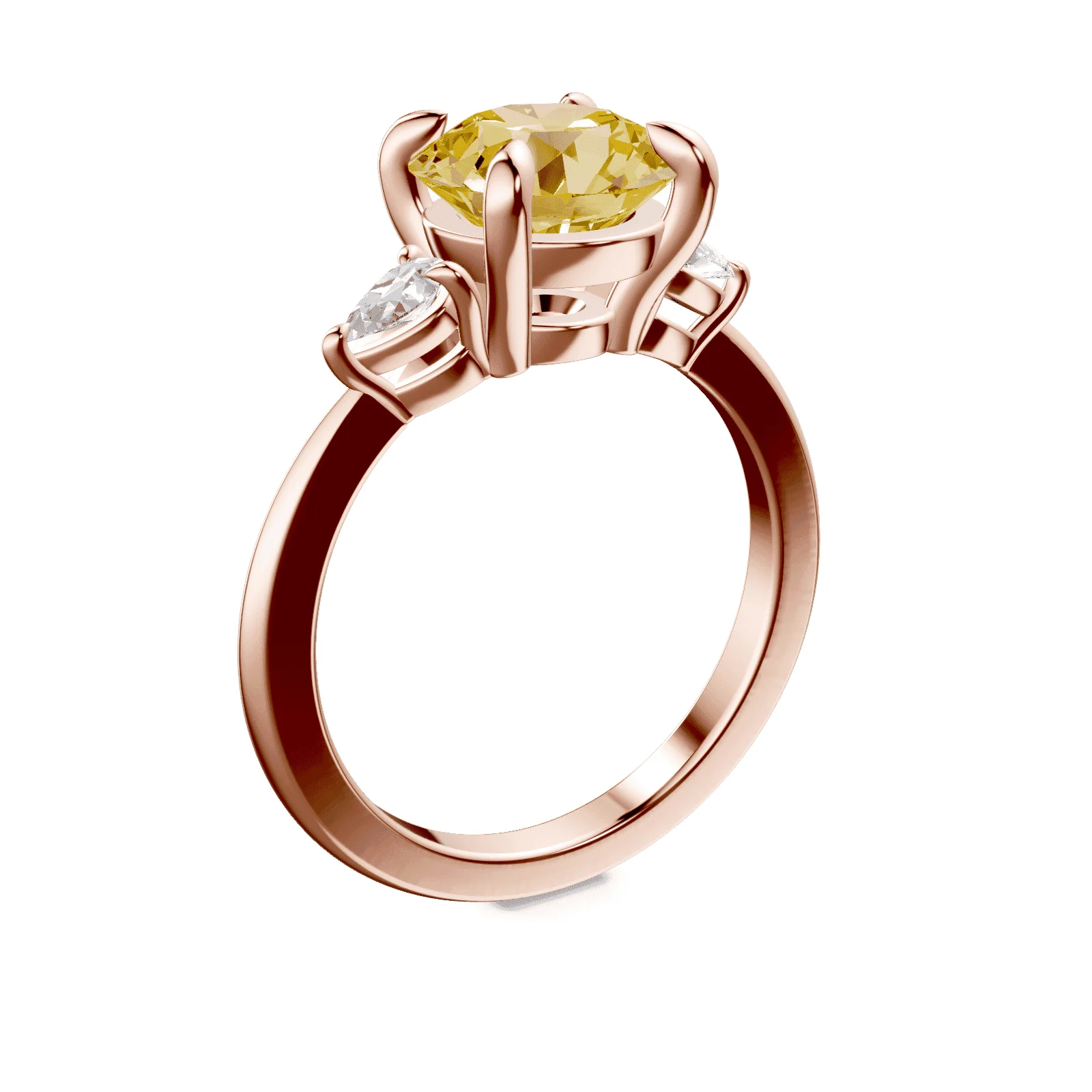 Three Stone Yellow Diamond Ring - Image 2