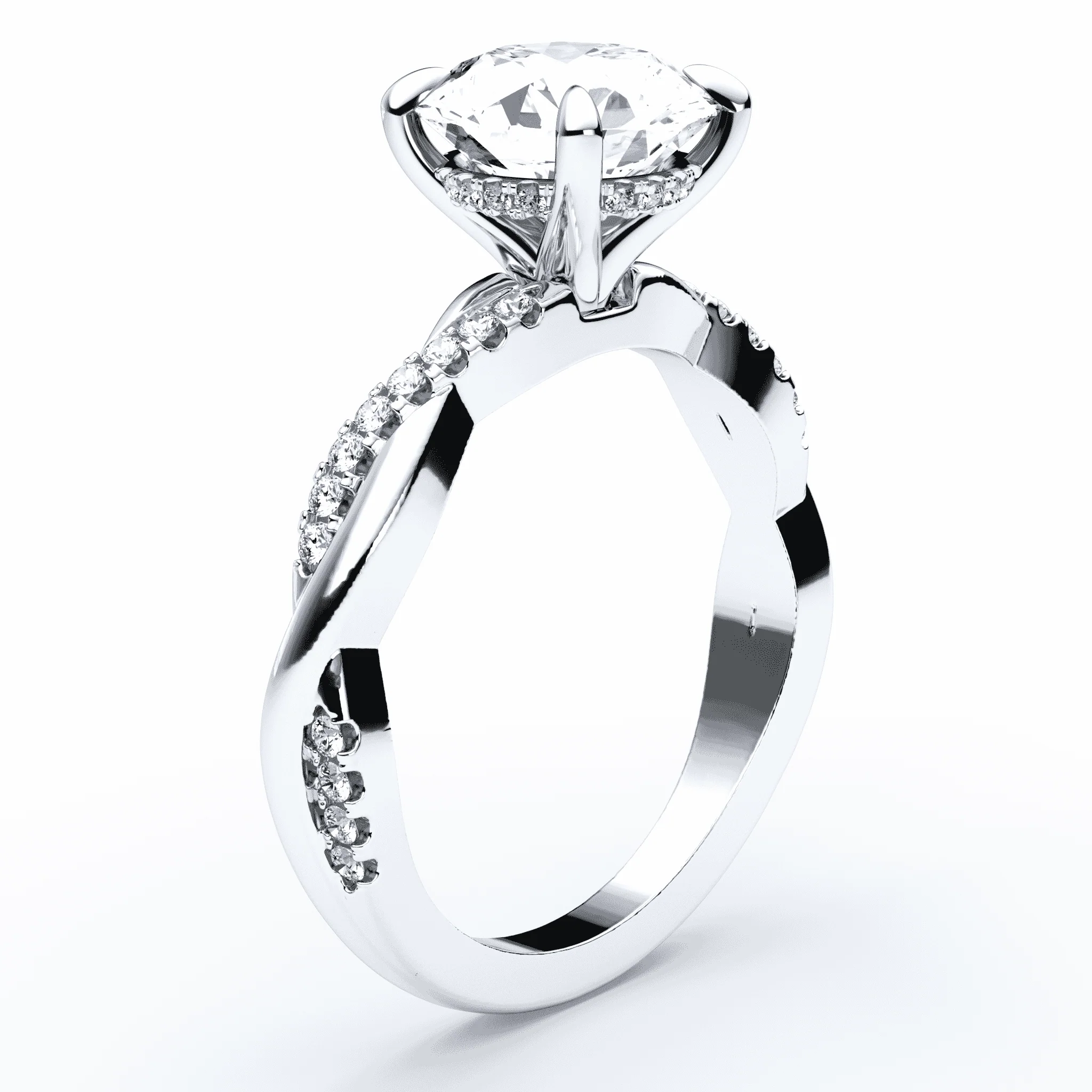 Twisted Band Hidden Halo Ring - Image 2